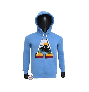 Sweat-shirt à capuche bleu pour homme de haute qualité, imprimé lettres, avec poche, décontracté, en coton tricoté, coupe classique, pour l'hiver, en polaire brodée - Product Image 1