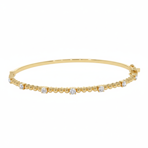 Brazalete de Oro de 9K con Diamantes Cultivados en Laboratorio, Diseño Clásico con Cuentas, para Mujer, Regalo de Joyería Fina para Novias y Fiestas - Product Image 1