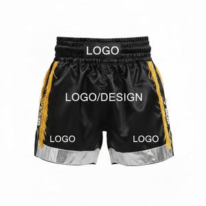 Pantalones Cortos de Boxeo Muay Thai Personalizados con Flecos Negros Brillantes, Pantalones Cortos de Lujo para Kickboxing y MMA, Ropa de Entrenamiento Profesional para Gimnasio - Product Image 6