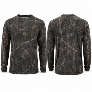 T-shirt en jersey camouflage à manches courtes pour hommes, col rond, coupe régulière, séchage rapide, polyester tricoté 220g, vêtements décontractés - Product Image 1