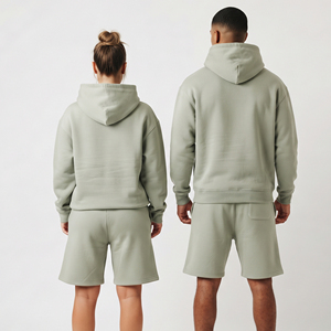 Heavyweight Hoodie Sweat <b>Shorts</b> Set <b>Tracksuit</b> 450gsm Fleece Oversized Hoodie Loose Fit Sweat <b>Shorts</b> Two Piece <b>Men</b> Women - Product Image 2