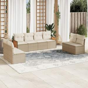 Grand ensemble de canapés de jardin en rotin PE beige, acier thermolaqué, tissu – Mobilier d'extérieur haut de gamme - Product Image 1