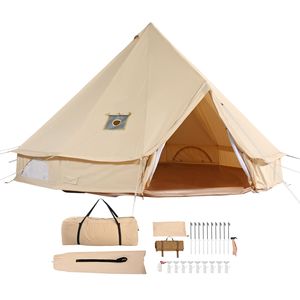 Tenda a Campana in Tela per 4 Stagioni, 3 M/9,8 Piedi, Yurt Traspirante con Foro per Stufa, per 4 Persone, Adatta per 8-12 Persone - Product Image 1
