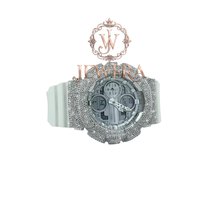 Montre en verre entièrement sertie de moissanite et de diamants en caoutchouc, personnalisée, de haute qualité et de luxe, pour la mode streetwear, les mariages et les fiançailles