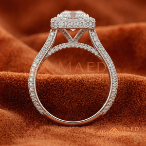 Luxury 925 Sterling <b>Silver</b> <b>Emerald</b> Cut Engagement <b>Ring</b> with Half Moon Side Stones Moissanite Diamond <b>Ring</b> for Women - Product Image 2