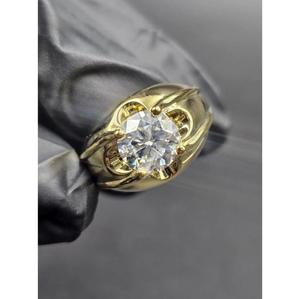 Men’s Moissanite <b>Solitaire</b> <b>Ring</b> in 925 <b>Silver</b>, 14K Yellow Gold Plated Hip Hop Statement <b>Ring</b>, Luxury Fashion Jewelry for Men - Product Image 1