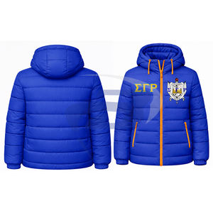 Chaqueta Acolchada con Capucha de la Hermandad Sigma Gamma Rho, Chaqueta de Alta Calidad, Chaqueta Varsity Acolchada para Mujer - Product Image 3