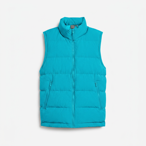 Chaleco Acolchado Azul Brillante para Hombre, Cuello Alto, Cierre Frontal con Cremallera, Sin Mangas, Ligero, para Deportes, Casual, Invierno, Venta al Por Mayor, OEM - Product Image 1