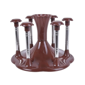 Modern plastic glass stand standing type <b>kitchen</b> <b>rack</b> organizer pre assembled durable multifunction storage holder dark brown - Product Image 3