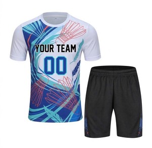 Vente en gros de maillots de sport personnalisés sublimés pour hommes adultes, manches courtes, col en V, 100% polyester, mode, tennis, uniformes pour adultes et jeunes - Product Image 2
