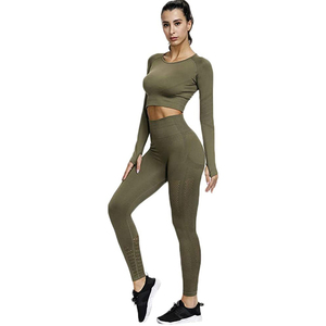 comfortable athletic clothing for fitness yoga and exercise sessions with <b>seamless</b> <b>leggings</b> activewear yoga set - Product Image 4
