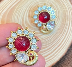 Attractive Premium Quality Brass Gold Plated Kundan <b>Earrings</b> Stylish Trendy Look for Women And Girls Wedding Collection - Product Image 2