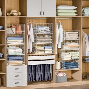 4-Tier Stackable Foldable Wire <b>Baskets</b> Closet Organizers and <b>Storage</b> System - Product Image 5