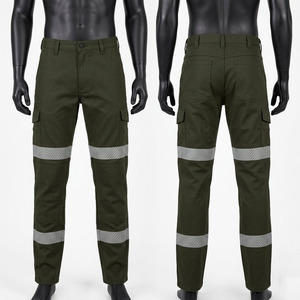 Pantalones de Trabajo de Pana de Algodón y Poliéster Premium, Ecológicos, Impermeables, con Lavado Ácido, 260 GSM, Verde Oliva, Pantalones Cargo con Logotipo Personalizado - Product Image 1