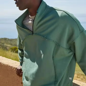 Veste Anorak Homme Personnalisée Couleur Unie Col Montant Fermeture Éclair Coton Épais Trench à Capuche pour l'Extérieur - Product Image 5