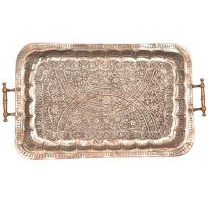 Plateau de service artisanal en cuivre avec finition antique, qualité supérieure pour la décoration de la maison, les mariages et les cadeaux du Ramadan - Product Image 2