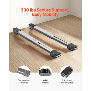 Heavy Duty 330 Lbs Load Capacity <b>Appliance</b> Rollers Adjustable Base Furniture <b>Dolly</b> for Washer Dryer Home <b>Appliance</b> Parts - Product Image 2