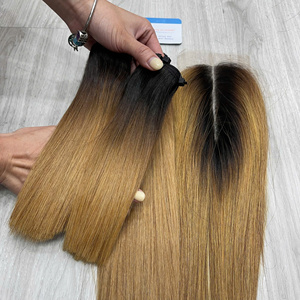 Oferta 2026: Cierre de Cabello Liso Extremo Ombre Rubio Súper Sedoso con Parte Media, Precio de Fábrica - Product Image 3