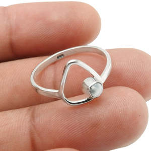 Genuine Round Cut Pearl <b>Ring</b> In 925 Sterling Silver Featuring <b>Open</b> Triangle Design Fine Quality Boho Jewelry At Wholesale Price - Product Image 4