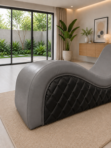 Canapé Exotique Gris Émeraude – Canapé Moderne pour Chambre à Coucher, Hôtel – Fabricant de Tissus Personnalisés – Canapé Lune de Miel 21+ Tantra - Product Image 2