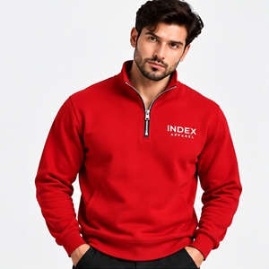 Sudadera Deportiva de Manga Larga con Cuello Alto y Cierre de Cremallera Roja para Hombre, Marca Index Apparel - Product Image 1
