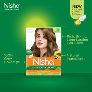 Nisha 100% Cobertura gris de larga duración 20G + 20ml Bolsa Crema Color de cabello para mujeres Rubio oscuro Color de cabello permanente - Product Image 4