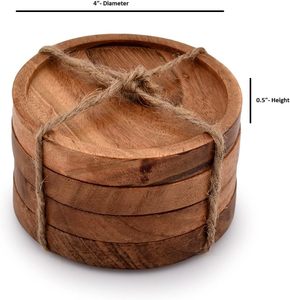 Posavasos de Madera de Lujo - Juego de Posavasos Hechos a Mano con Madera de Acacia Natural de 500 mm de Diámetro - Product Image 4