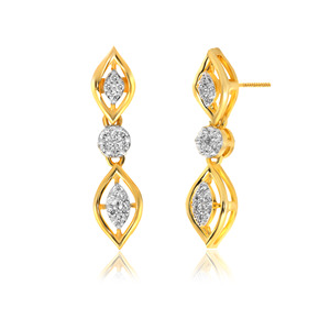 18K Yellow Gold Marquise Teardrop <b>Dangle</b> <b>Earrings</b> with Round Cut Lab Grown <b>Diamonds</b> Geometric Luxury Fine Jewelry for Women - Product Image 2
