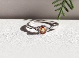 Citrine <b>Ring</b> 925 Sterling Silver Gemstone <b>Ring</b> With Cubic Zirconia Accents November Birthstone Elegant <b>Ring</b> - Product Image 1