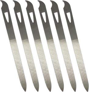 Lot de 6 limes à ongles zébrées de 5,5 pouces, double face, en acier inoxydable, à motif droit, pointe incurvée et aiguisée, pour ongles des pieds, fines, durables, neuves - Product Image 1