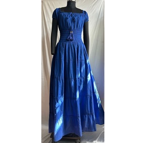 Hermoso Vestido Midi para Mujer con Corte Fluido, Algodón Cambray Teñido, Cuello Camponero, Vestido Maxi de Verano para Mujer, Cómodo para la Noche - Product Image 1