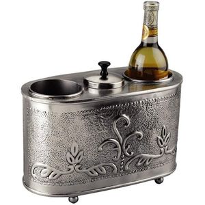 Refroidisseur à vin en métal artisanal, seau à glace double bouteille, luxe, gaufré, pour table, refroidisseur de boissons, bar, restaurant, hôtellerie, décoration - Product Image 1