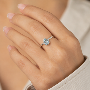 Radhey Krishna Jewellers RKJ-1618 Cute Natural Pear Blue Aquamarine Gemstone <b>Ring</b> Pure 925 Sterling <b>Silver</b> Handmade Bezel <b>Set</b> - Product Image 2