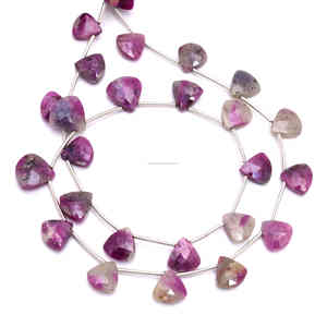 Natural <b>Ruby</b> Zoisite 9X9 to 12x12 mm Beads Faceted Heart Shape 16 Inch <b>Ruby</b> Zoisite Gemstone Strand Beads For Making Jewelry - Product Image 3