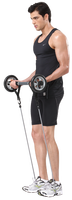 Roue abdominale ALLWINWIN ABW09 - Rouleau d'exercice pour le renforcement du tronc avec genouillères, tube de résistance et barre d'haltères pour la gym