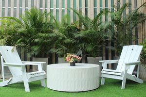 Modern Fox Eyes Pattern <b>Round</b> GFRC Concrete Coffee <b>Table</b> Lightweight Weather Resistant Outdoor <b>Patio</b> Furniture - Product Image 2