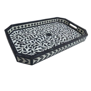 Dernière nouveauté : Plateau de service en os incrusté, motif floral, décoration de table pour mariage, restaurant, à prix de gros abordable - Product Image 1