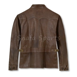 แจ็คเก็ตหนังสีน้ำตาลคลาสสิก สวมใส่สบาย ขายดี แจ็คเก็ตหนังผู้ชาย แจ็คเก็ตหนังสไตล์เท่ คุณภาพดี เหมาะสำหรับฤดูหนาว - Product Image 2