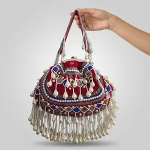 Stylish Casual Beaded Evening Clutch Bag Pearl Tassel POTLI Purse Ladies Party Banquet Bag Pearl Beaded Handbag Tassel POTLI bag - Product Image 5