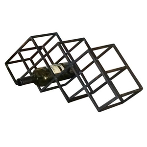 Wrought Iron Tabletop Wine Rack Rustic Metal & Wood <b>Freestanding</b> 6 Bottle Countertop Wine Holder Elegant For Home <b>Bar</b> Kitchen - Product Image 3