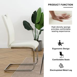 Sedie da Pranzo Moderne in Ecopelle con Gambe in Metallo Cromato, Sedia Imbottita per Soggiorno con Design del Sedile Imbottito - Product Image 3