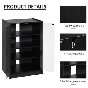 Mobiletto Porta TV a 5 Ripiani Nero con Mensole Regolabili per Console di Gioco e Lettori DVD - Porta in Vetro Temperato - Product Image 6