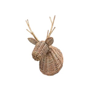 Decoración colgante de cabeza de ciervo de mimbre tejido para interiores, estilo bohemio natural, para niños, pieza decorativa de fibra vegetal con diseño de animal del bosque. - Product Image 2