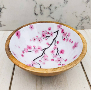 Natural <b>Mango</b> <b>Wood</b> <b>Bowls</b> Food Grade Wooden Decorative Serving <b>Bowls</b> with Inlay Print for Snack from India - Product Image 1