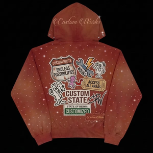 Custom Embroidery <b>Zip</b> <b>up</b> Rhinestone Graphic <b>crop</b> Hoodie Sweatpants Flared Acid Wash tracksuit Mens Hoodies Sweatshirt Sets - Product Image 3