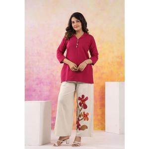 Ensemble en coton extensible très demandé pour femmes, avec pantalon doux, idéal pour les fêtes, le bureau et un look ethnique au quotidien, disponible à la vente - Product Image 1