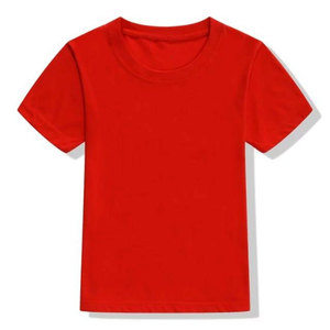 Camiseta de Manga Corta con Cuello Redondo para Hombre, Color Rojo Sólido, Informal, Tejido de Punto, 100% Algodón, Corte Regular, Teñido Liso - Product Image 1