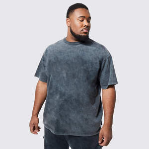 T-shirt personnalisé pour homme en coton épais délavé à l'acide, style vintage, vêtement streetwear - Product Image 3