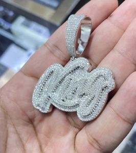Colgante de plata de ley 925 con nombre personalizado, diamante de moissanita VVS, estilo hip hop, con letras en relieve, para hombre. - Product Image 3