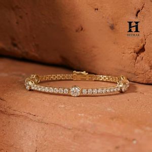 Luxury <b>Gold</b> Tennis Bracelet Featuring Large Bezel-<b>Set</b> Focal Stones – Premium Fine Jewelry Manufacturer - Product Image 1